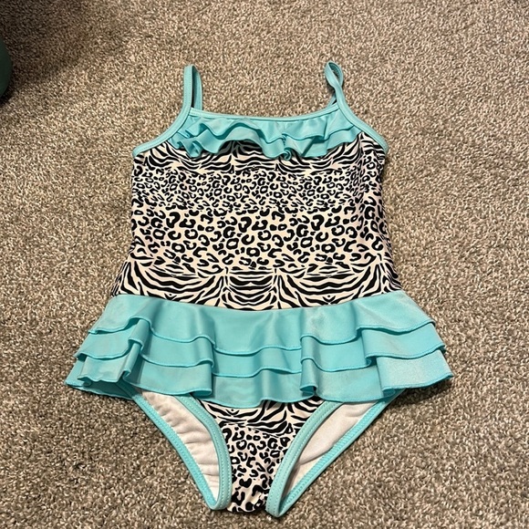 NWT Absorba Animal Print Ruffle Toddler Size 5 Swimsuit - Picture 1 of 5